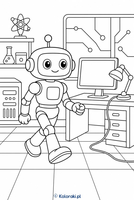 Robot spaceruje po laboratorium