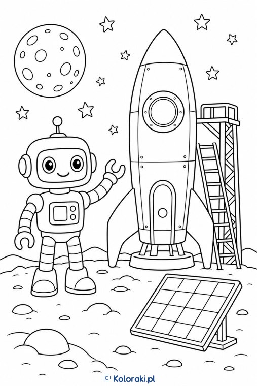 Robot przy rakiecie badawczej