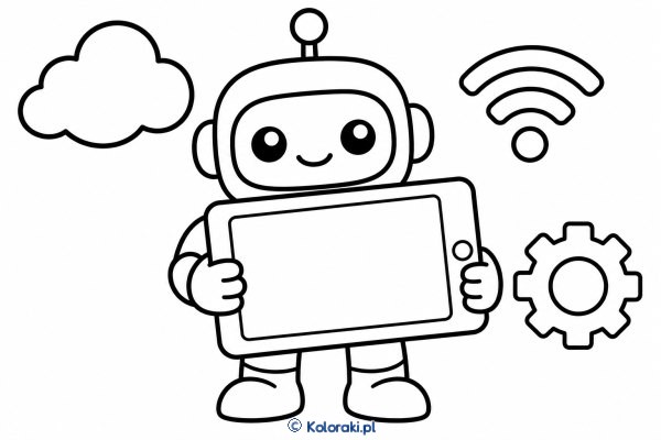 Robot używa tabletu