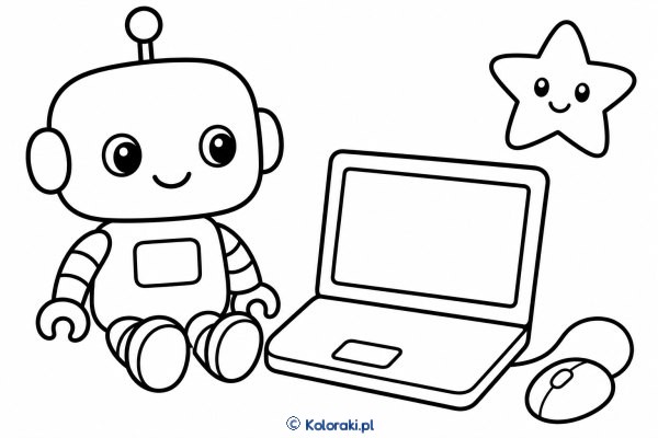 Robot obok laptopa