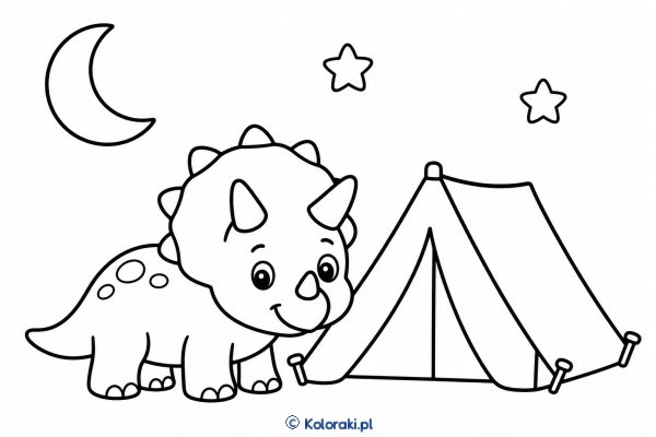 Triceratops przy namiocie